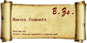Benis Zsanett névjegykártya